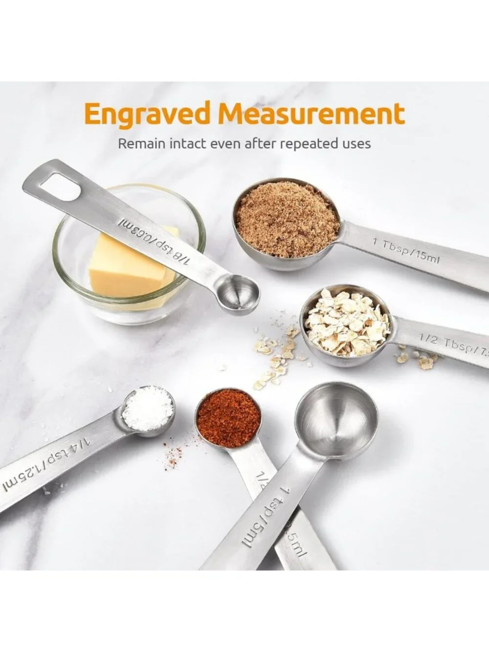 7-Piece Stainless Steel Measuring Spoons Set for Dry & Liquid Ingredients